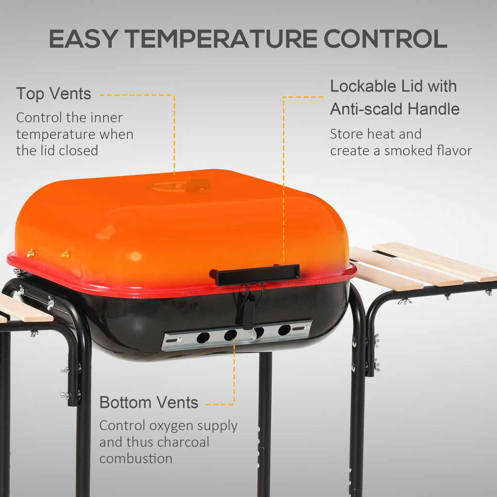 19” Steel Porcelain Portable Outdoor Charcoal Barbecue Grill