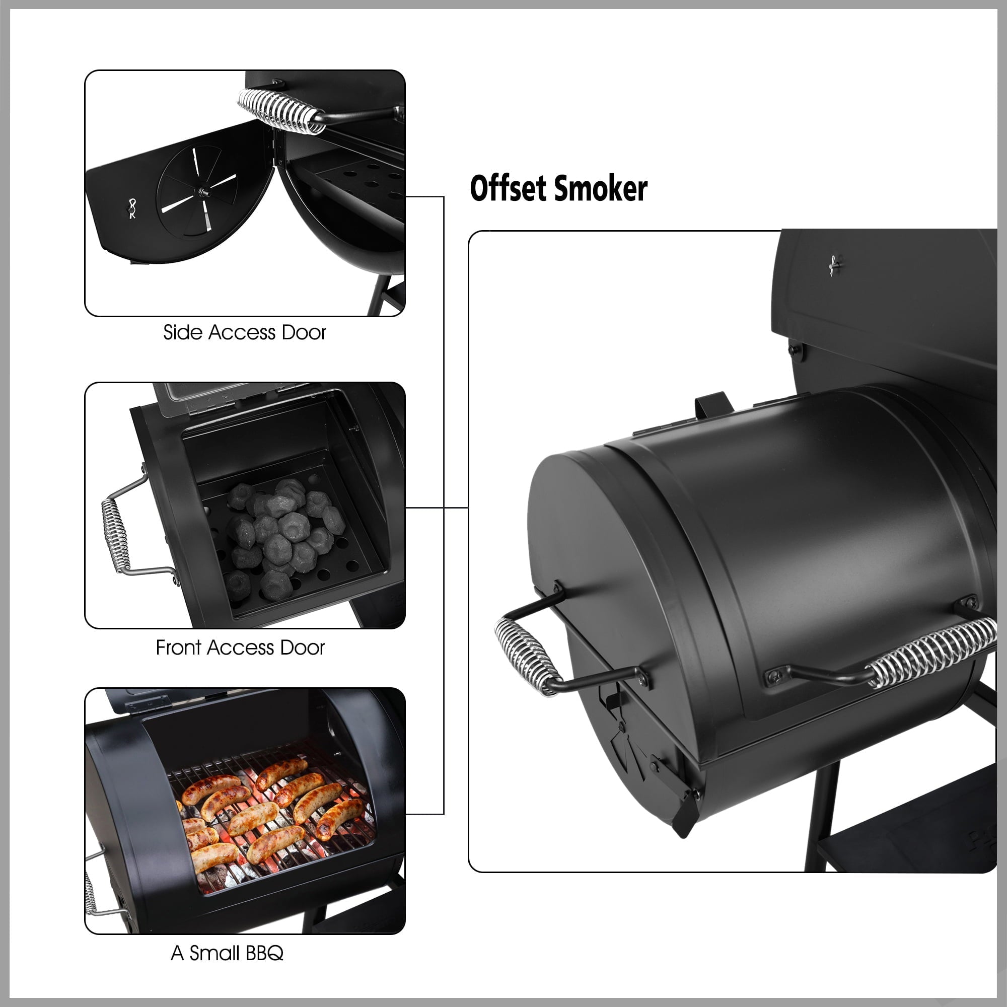 30" CC1830F Charcoal Grill with Offset Smoker