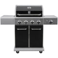 4-Burner Outdoor Propane Gas Grill with Searing Side Burner, Stainless Steel with Black Trim