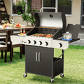 4 Burner Gas Grill,36000 BTU BBQ Propane Stainless Steel with Side Table for Patio Garden