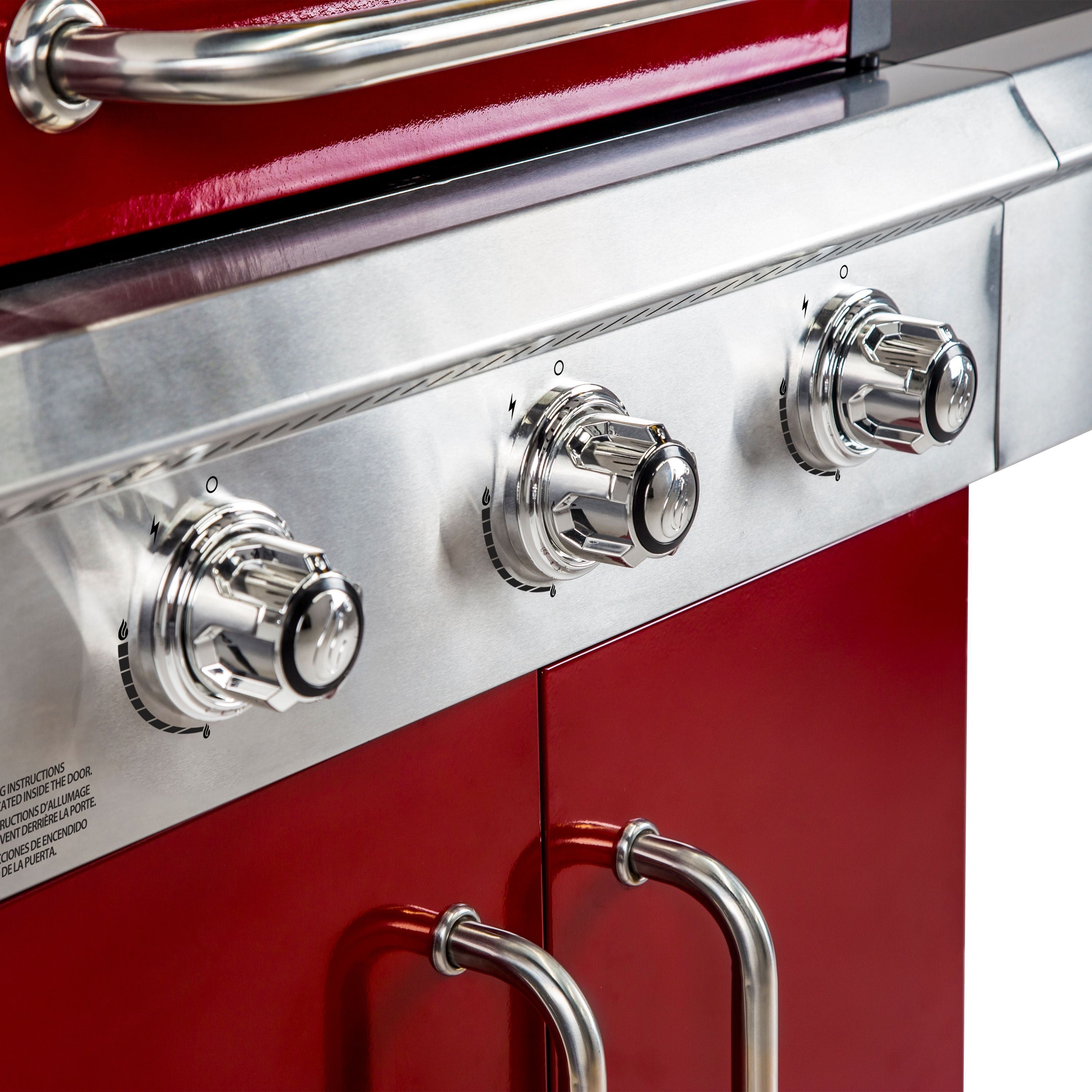 3 Burner Red Propane Gas Grill