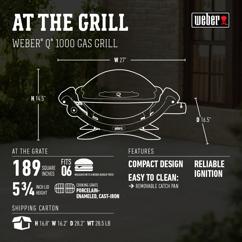 Q 1000 1-Burner Portable Gas Grill, Titanium