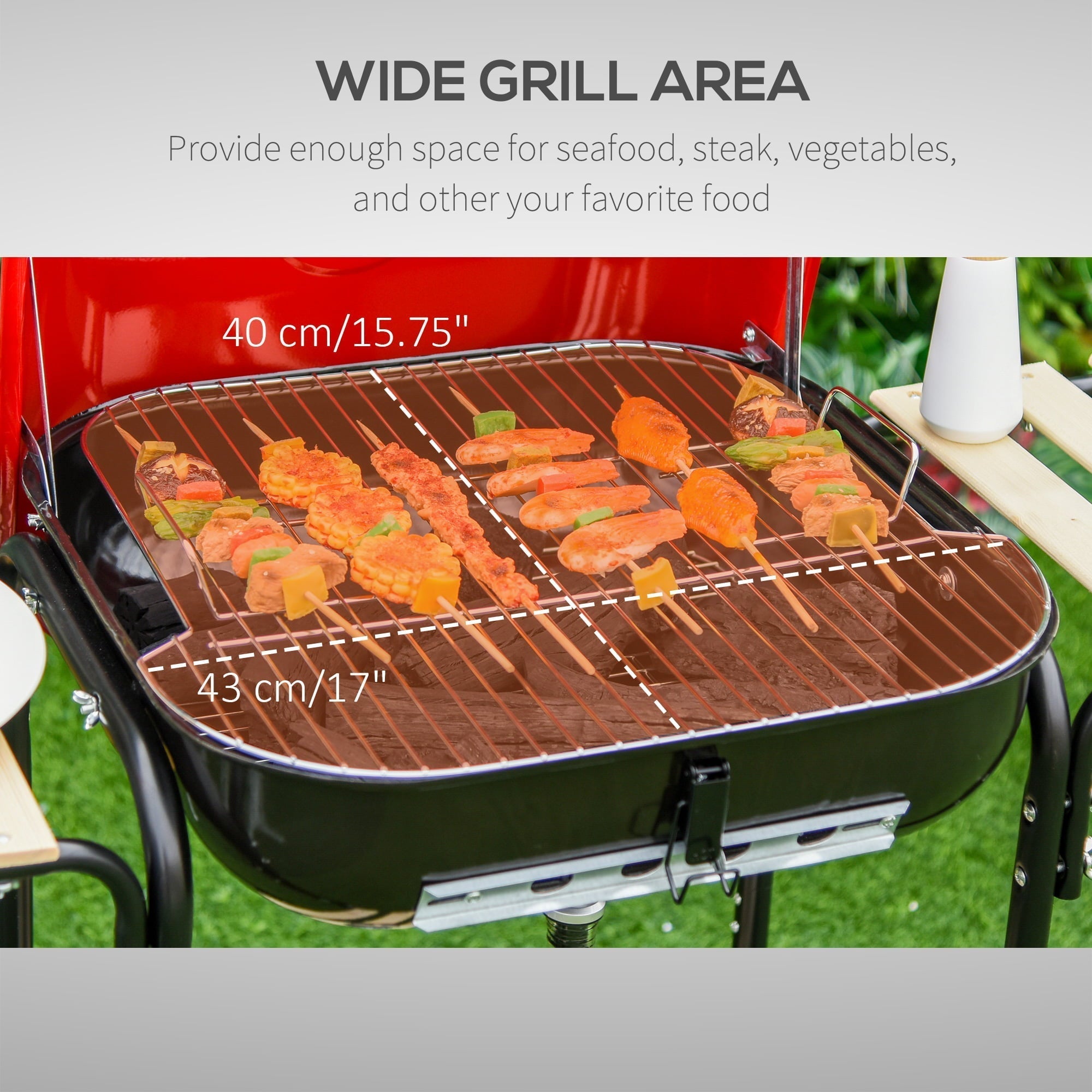 19” Steel Porcelain Portable Outdoor Charcoal Barbecue Grill