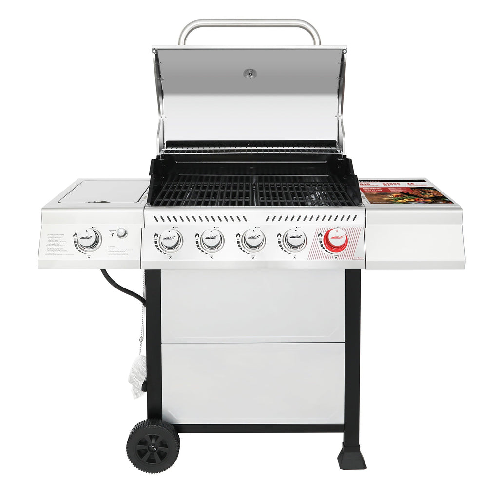 GA5401T 5-Burner BBQ Liquid Gas Grill with Sear Burner and Side Burner, 64,000 BTU