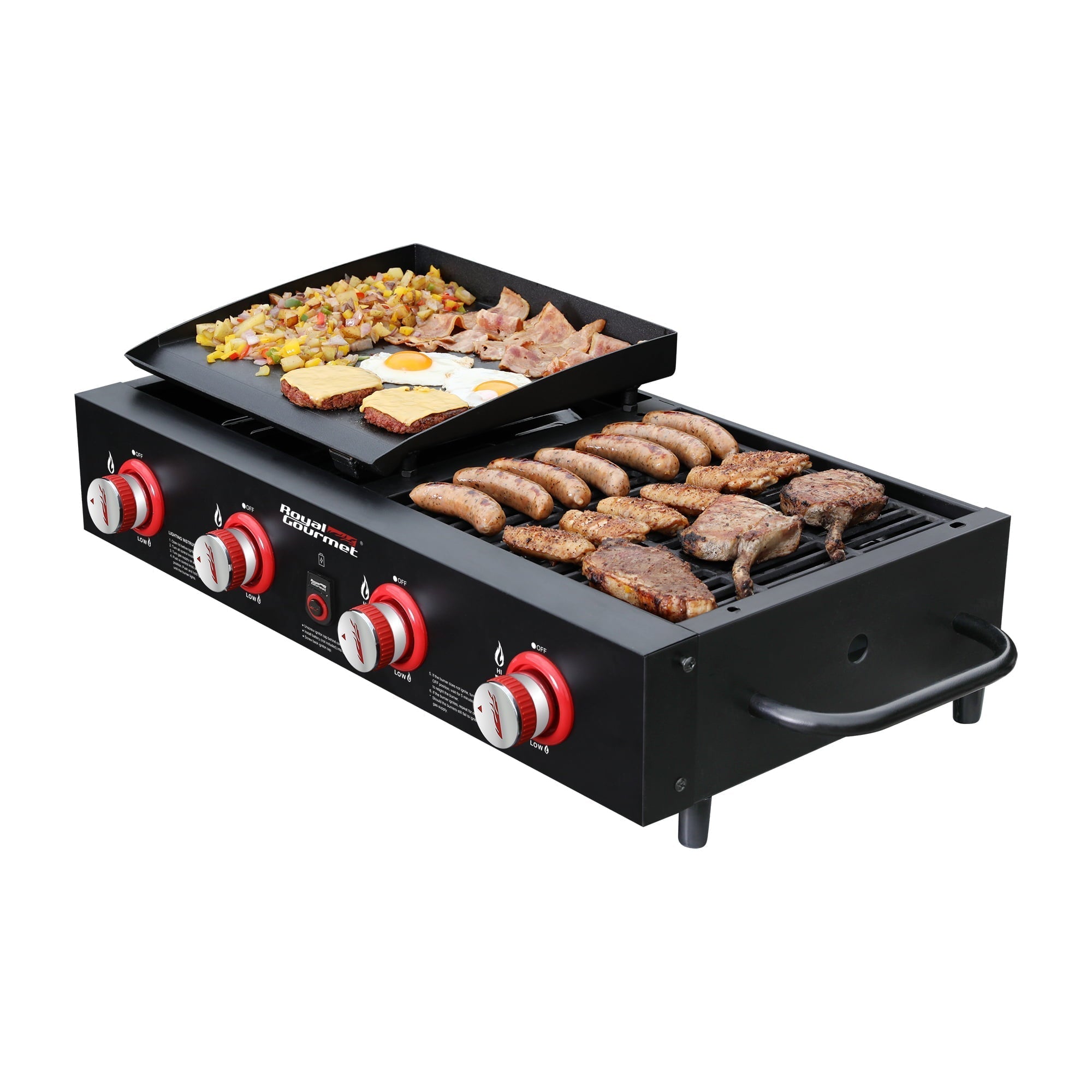 4-Burner GD4002T Portable Gas Grill and Griddle Combo, 40000 BTU