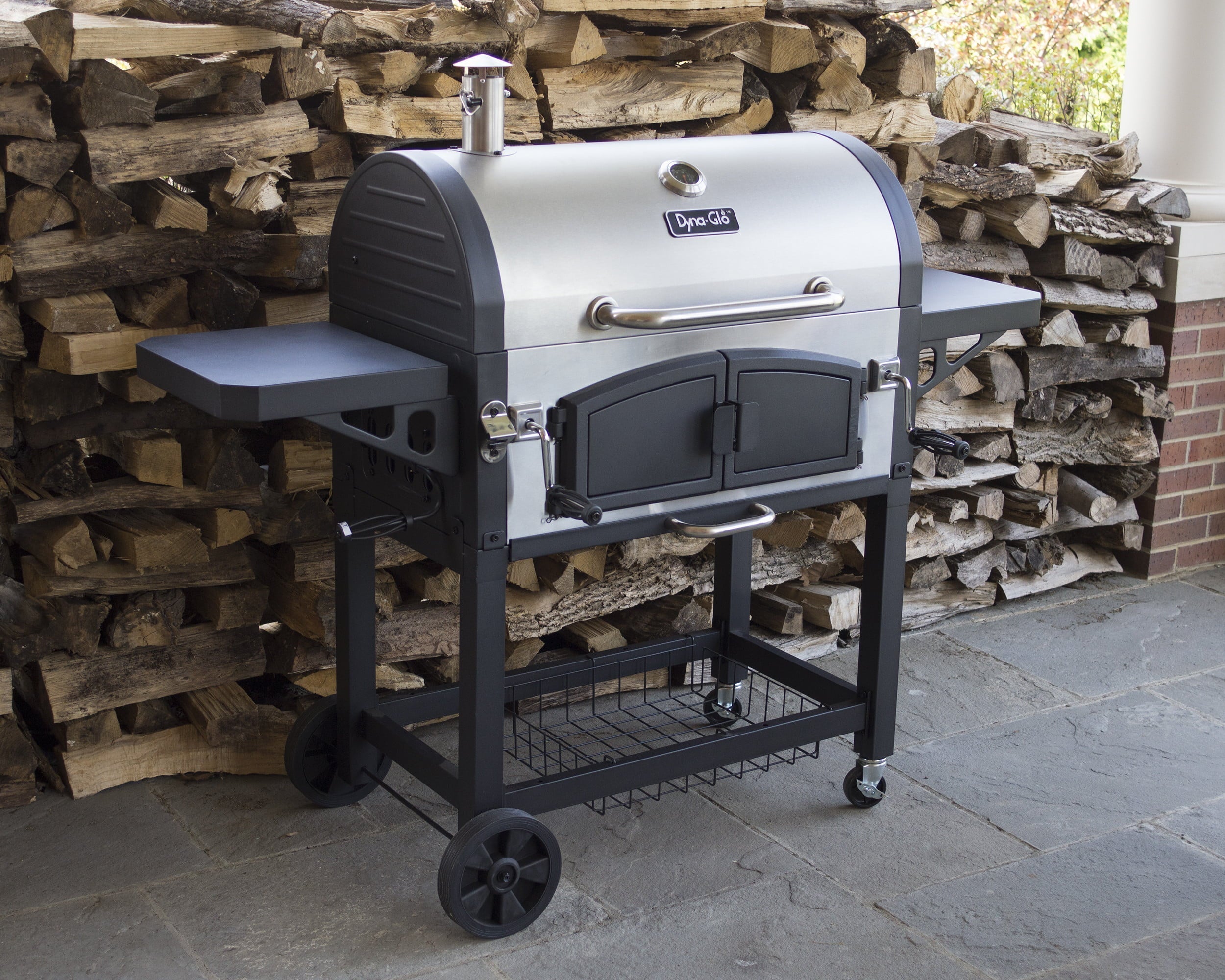DGN576SNC-D Dual Chamber Stainless Steel Charcoal BBQ Grill
