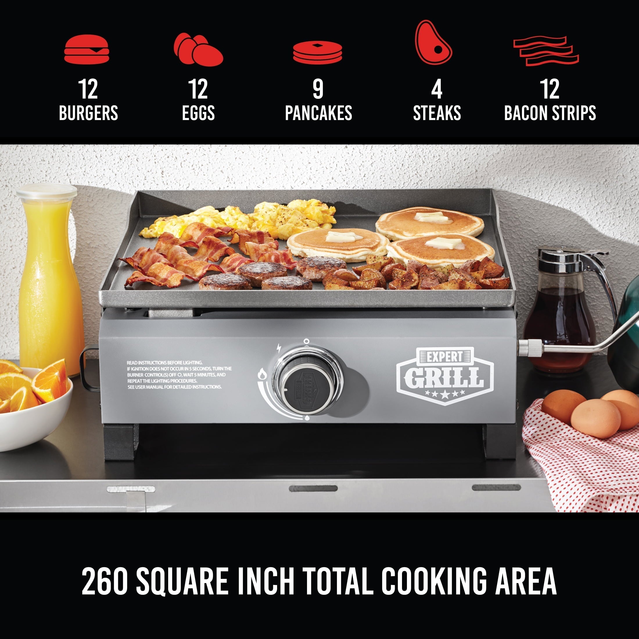 Grill 1-Burner Tabletop Propane Gas Griddle
