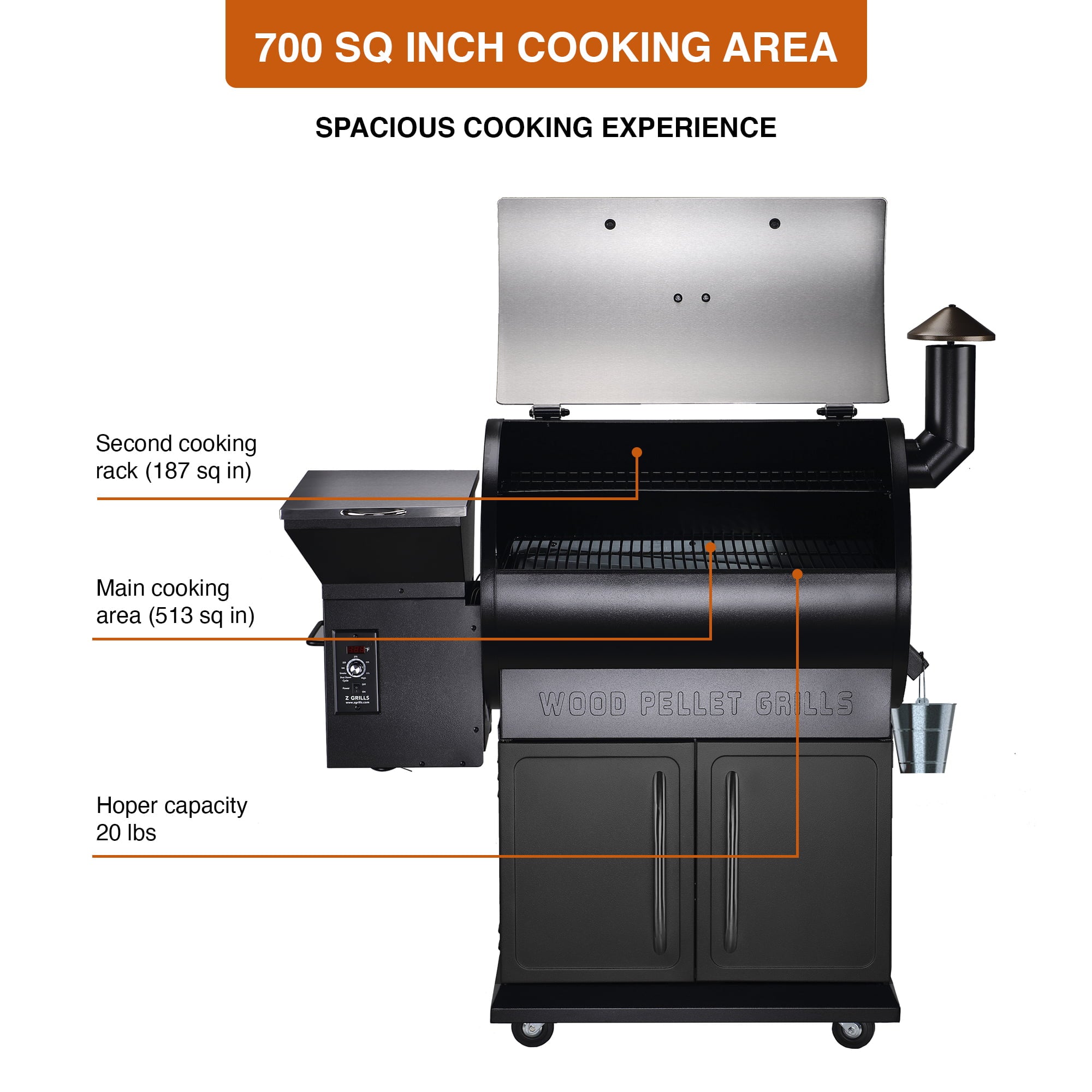 ZPG-700E 697 sq. in. Pellet Grill & Smoker Stainless Steel