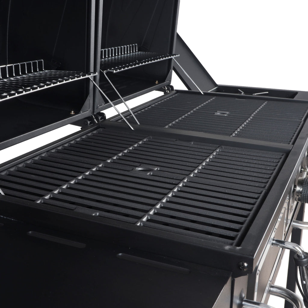 Dual Fuel Gas & Charcoal Combo Grill, Black with Stainless