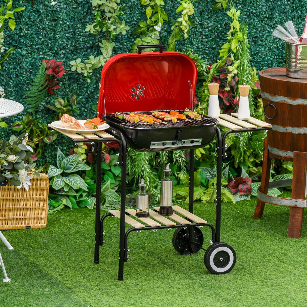 19” Steel Porcelain Portable Outdoor Charcoal Barbecue Grill