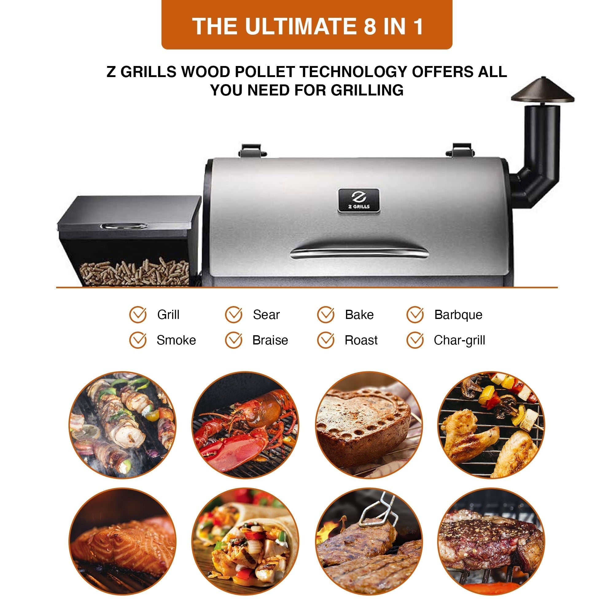 ZPG-700E 697 sq. in. Pellet Grill & Smoker Stainless Steel