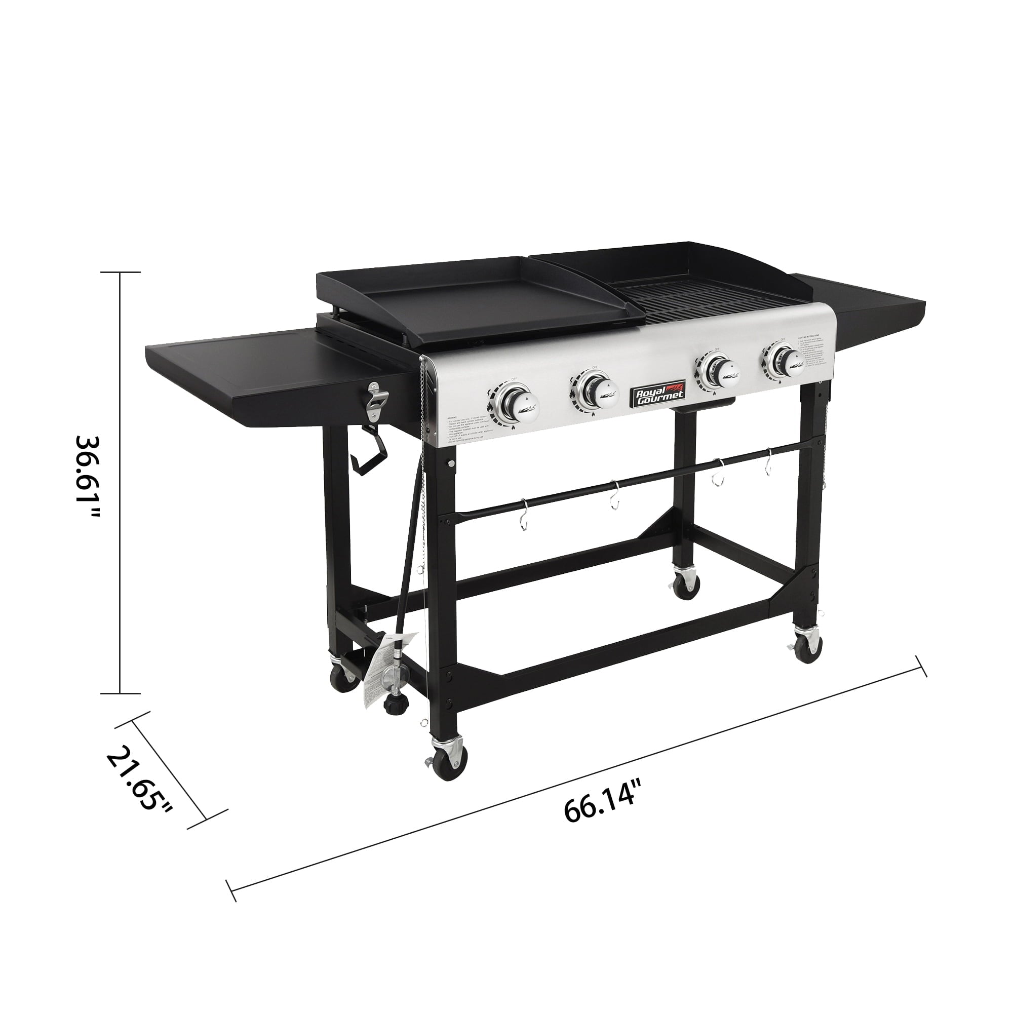 GD401C Premium 4-Burner 48000-BTU Folding Gas Grill and Griddle, With Cover