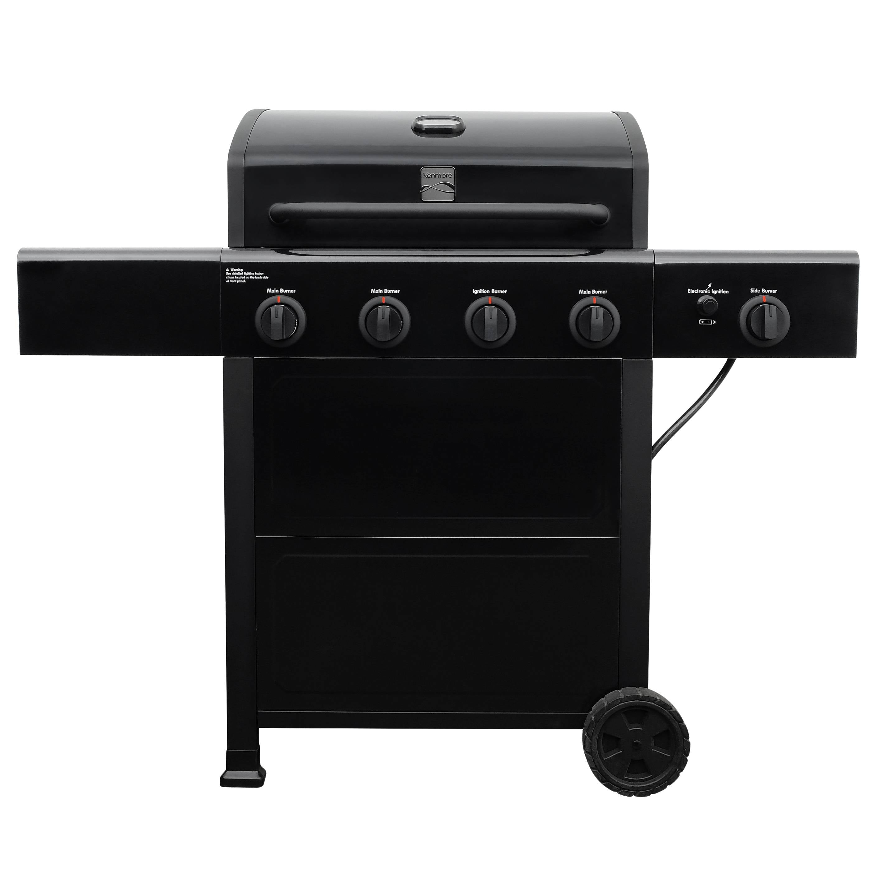 4-Burner Outdoor Propane Gas Grill with Side Burner, Open Cart, Stainless Steel