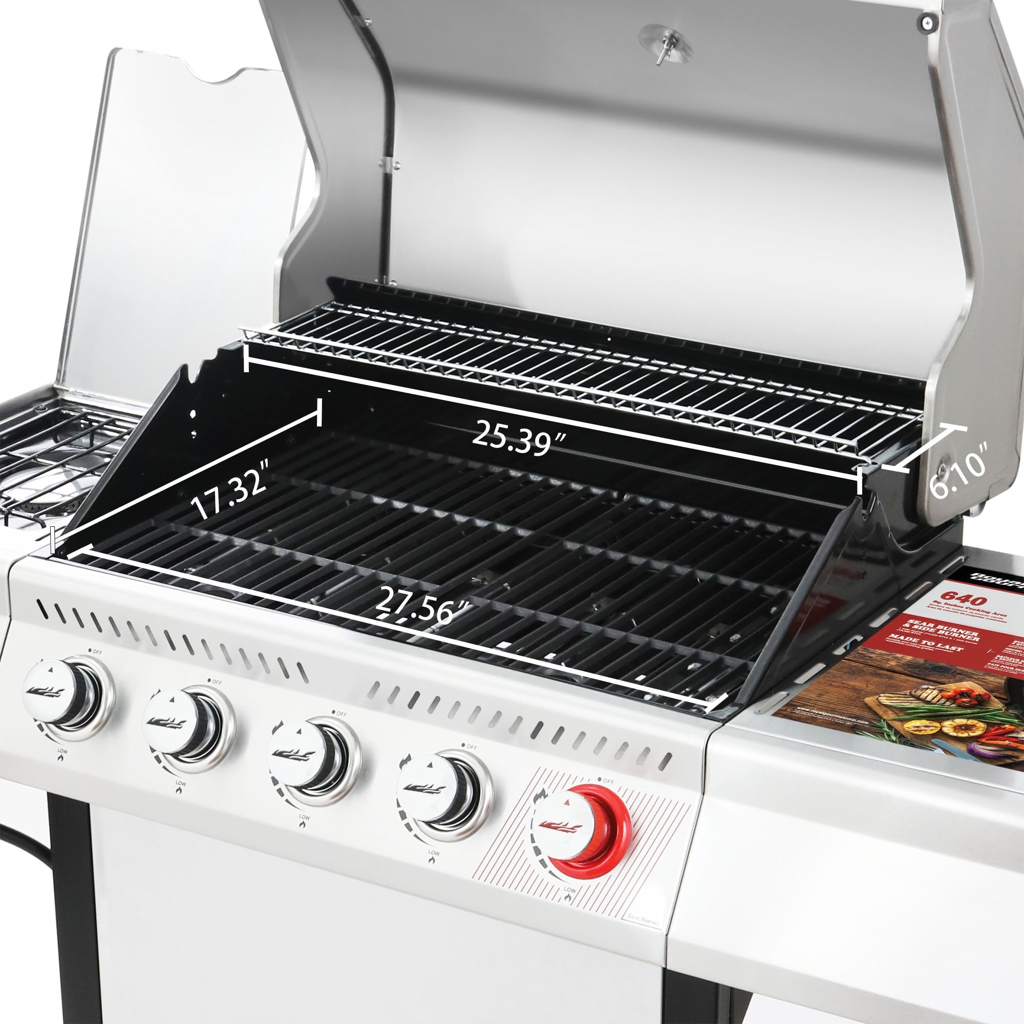 GA5401T 5-Burner BBQ Liquid Gas Grill with Sear Burner and Side Burner, 64,000 BTU