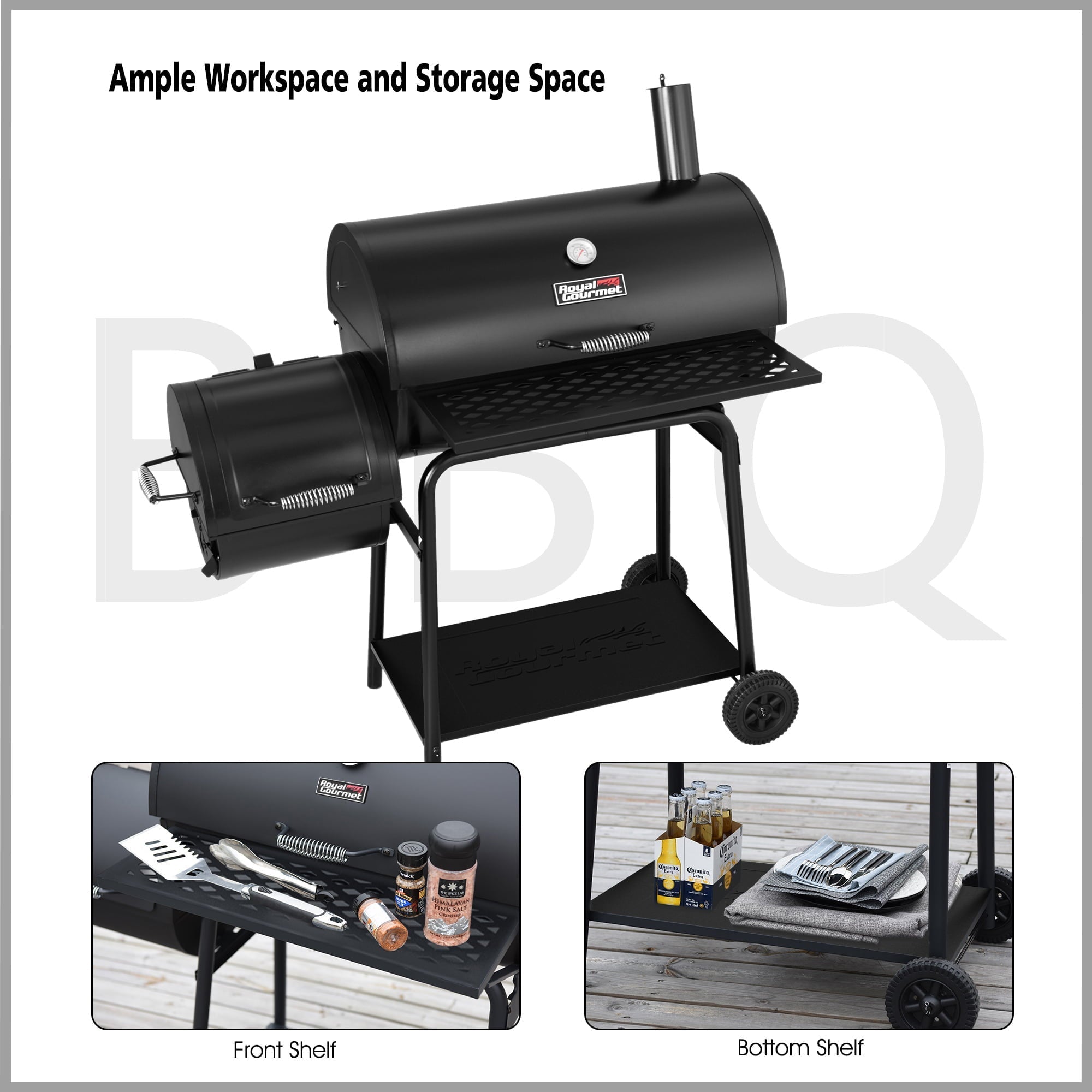 30" CC1830F Charcoal Grill with Offset Smoker
