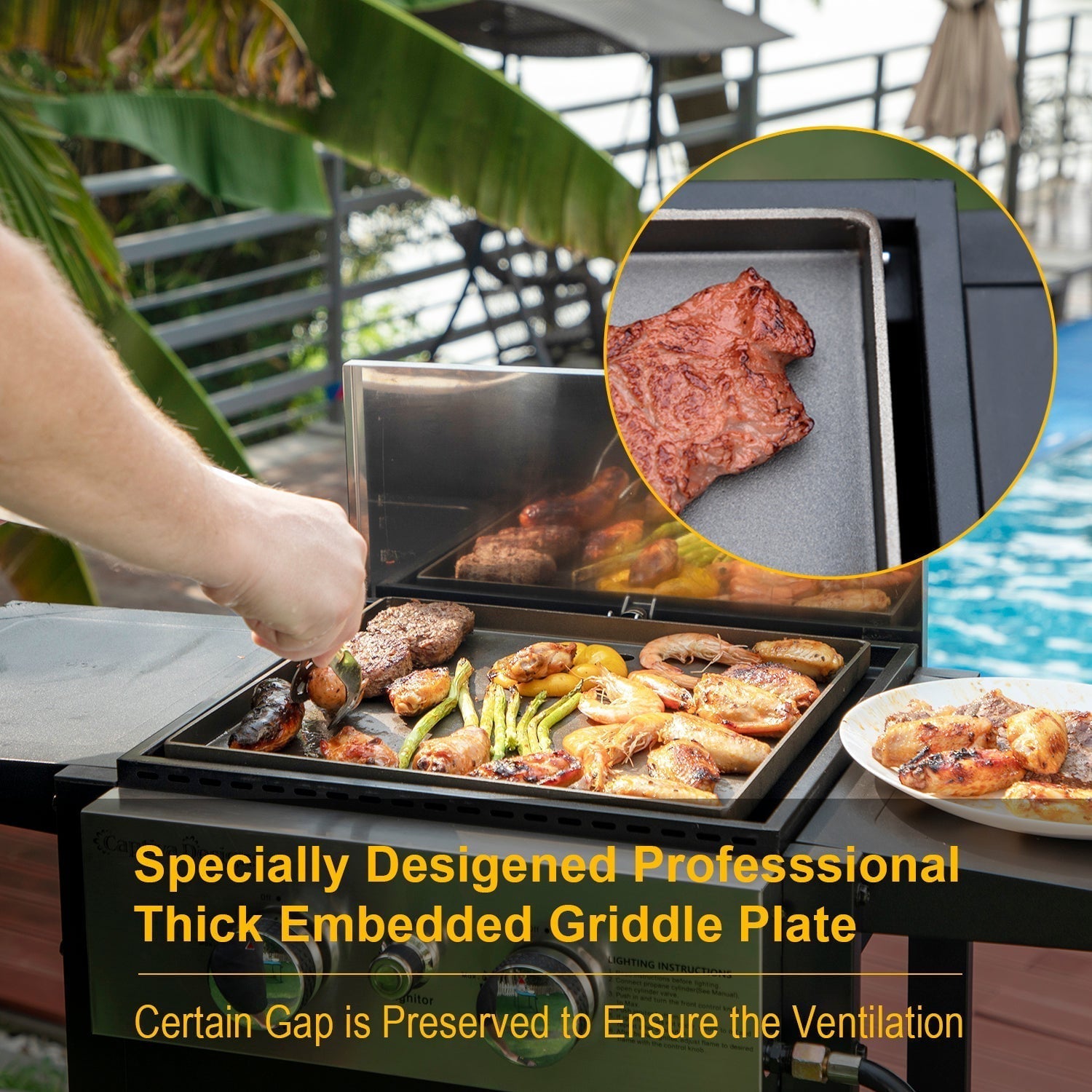 2-Burner Gas Grill and Griddle Combo with Wheels