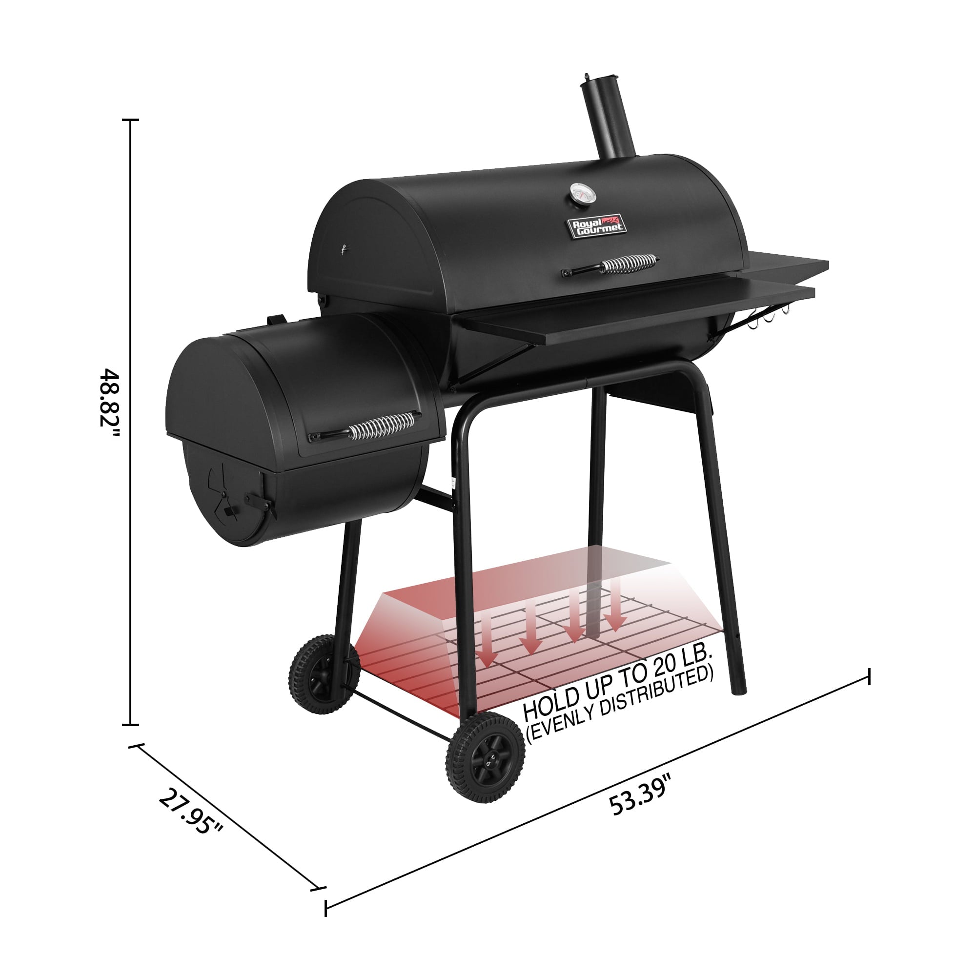 30" CC1830S Charcoal Grill with Offset Smoker