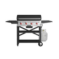 4-Burner Propane Flat Top Grill in Black with Lid
