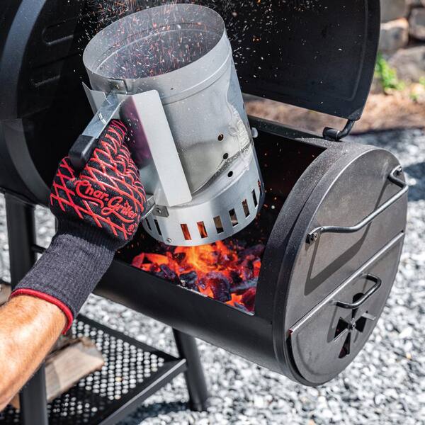 Smokin' Champ Charcoal Grill Offset Smoker in Black