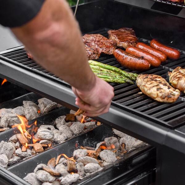 Flavor Pro 4-Burner Propane, Wood Gas Grill with Multi-Fuel Flavor Drawer in Silver
