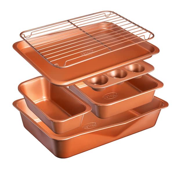 StackMaster 21- Piece Aluminum Cast Textured Ceramic Nonstick Cookware and Bakeware Set with Utensils