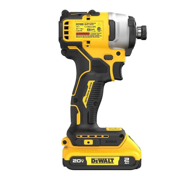 ATOMIC 20V Max Lithium-Ion Brushless Cordless Compact 1/4 in. Impact Driver Kit with 2.0Ah Battery, Charger and Bag