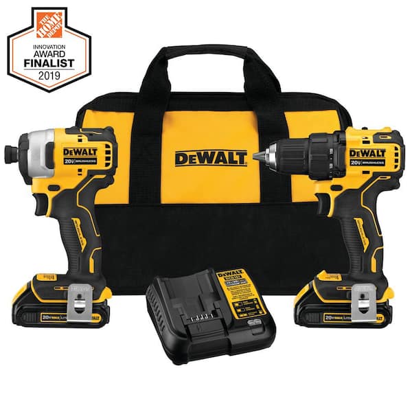 ATOMIC 20V MAX Cordless Brushless Compact Drill/Impact 2 Tool Combo Kit with (2) 1.3Ah Batteries, Charger, and Bag