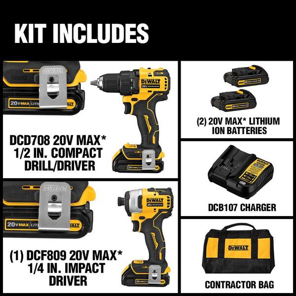 ATOMIC 20V MAX Cordless Brushless Compact Drill/Impact 2 Tool Combo Kit, 20V 6.5 in. Circ Saw, and (2) 1.3Ah Batteries