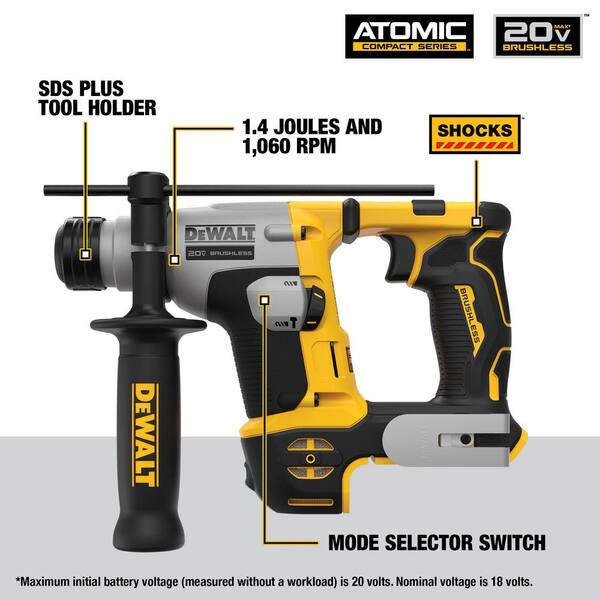 20V MAX Lithium-Ion Cordless Brushless 4 Tool Combo Kit and ATOMIC 20V MAX Brushless 5/8 in. SDS PLUS Hammer Drill