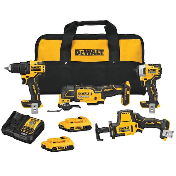 ATOMIC 20V MAX Cordless Brushless 4 Tool Combo Kit, (2) 2.0Ah Batteries, Charger, and Bag