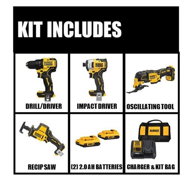 ATOMIC 20V MAX Cordless Brushless 4 Tool Combo Kit and ATOMIC 20V MAX Ultra-Compact 5/8 in. SDS and Hammer Drill