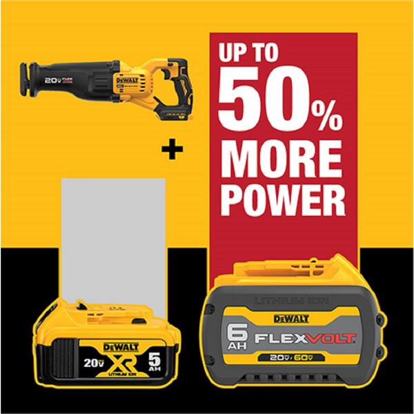 20V MAX Lithium Ion Cordless Brushless Reciprocating Saw with FLEXVOLT Advantage and FLEXVOLT 6.0Ah Battery