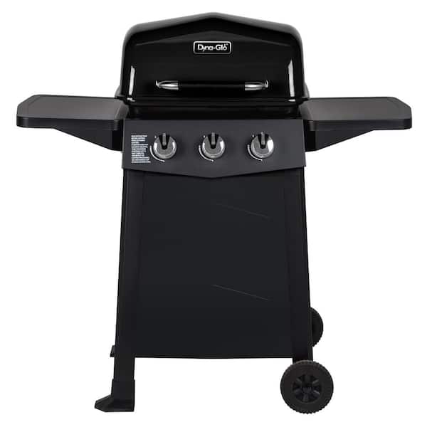 3-Burner Open Cart Propane Gas Grill in Black