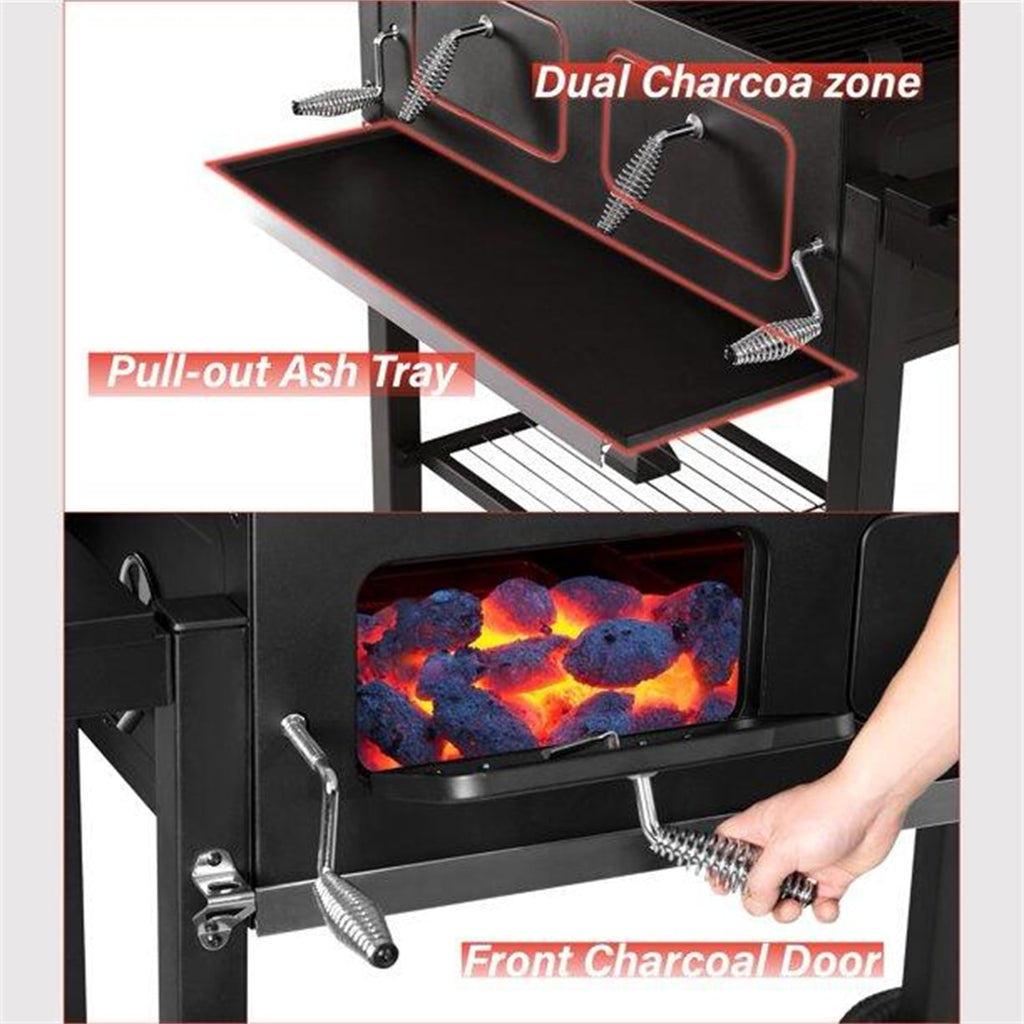 34'' Charcoal Grill Extra Large Portable BBQ  Grill, Black