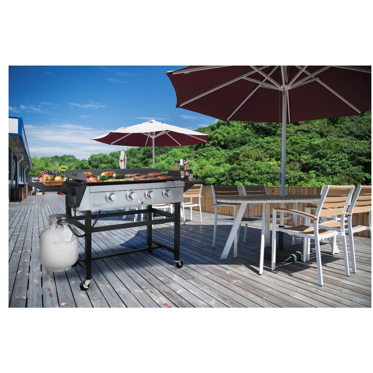 GB4001C 4-Burner 52000-BTU Propane Gas Grill Griddle, 36"L, With Cover
