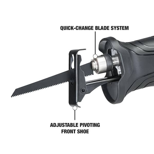 7.5 Amp Variable Speed Reciprocating Saw with Wood/Metal Cutting Blades, Quick Change and Adjustable Pivot Shoe