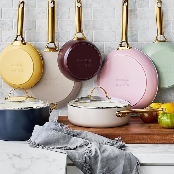 Reserve 10-Piece Hard Anodized Aluminum Ceramic Nonstick Cookware Pots and Pans Set in Julep