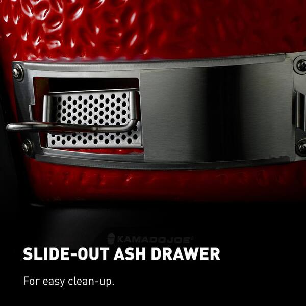 Big Joe III 24 in. Charcoal Grill in Red with Cart, Side Shelves, Grate Gripper, and Ash Tool