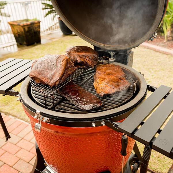 Big Joe III 24 in. Charcoal Grill in Red with Cart, Side Shelves, Grate Gripper, and Ash Tool