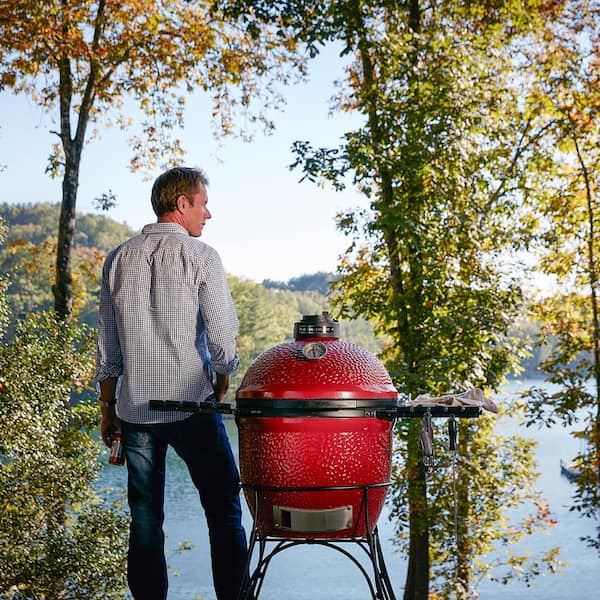Classic Joe I 18 in. Charcoal Grill in Red with Cart, Side Shelves, Grate Gripper, and Ash Tool