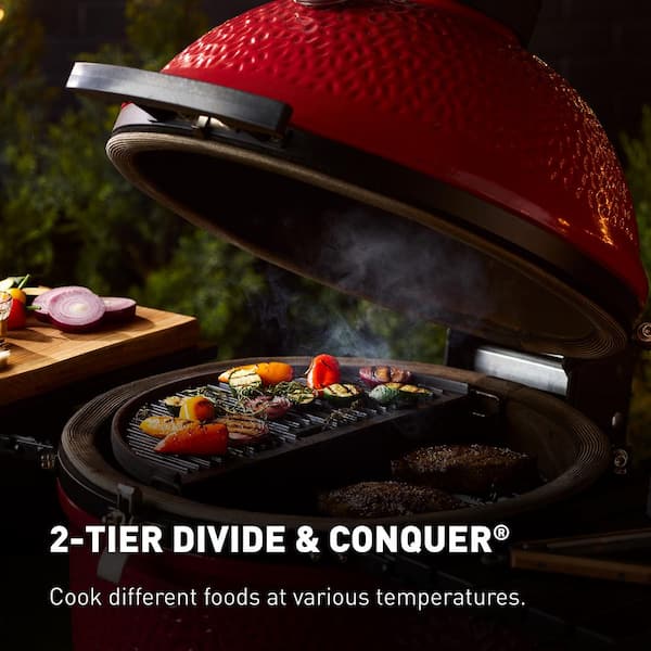 Classic Joe II 18 in. Charcoal Grill in Red with Cart, Side Shelves, Grate Gripper, and Ash Tool