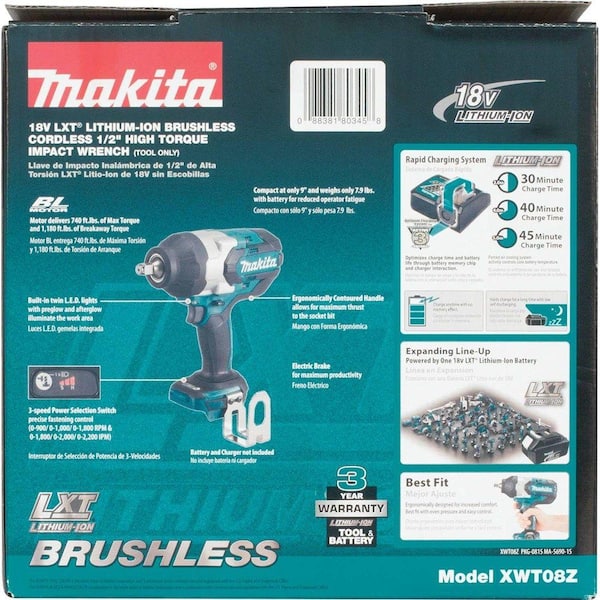 18V LXT Lithium-Ion Brushless Cordless High Torque 1/2 in. 3-Speed Drive Impact Wrench (Tool-Only)