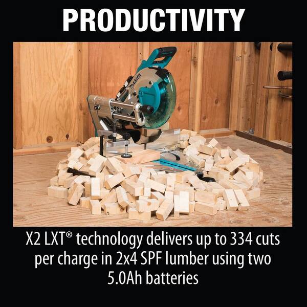 18V X2 (36V) LXT Brushless 10 in. Dual-Bevel Sliding Compound Miter Saw Kit (5.0Ah) with bonus Folding Miter Saw Stand