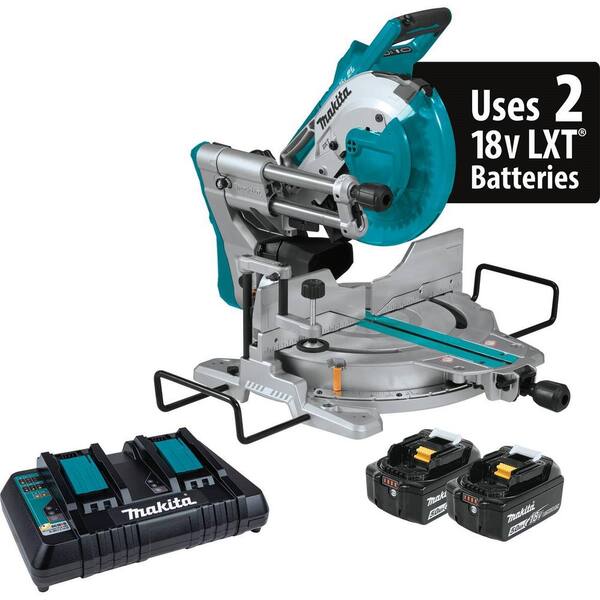 18V X2 (36V) LXT Brushless 10 in. Dual-Bevel Sliding Compound Miter Saw Kit (5.0Ah) with bonus Folding Miter Saw Stand