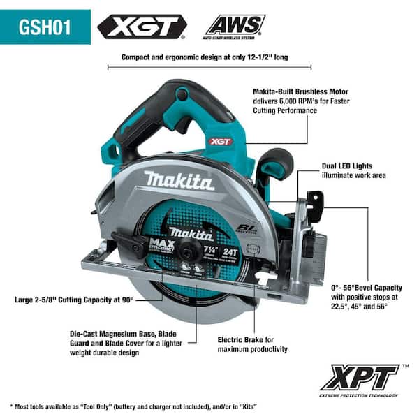 40V Max XGT Brushless Cordless 4-Piece Combo Kit (Hammer Driver-Drill/Impact Driver/Circ Saw/Flashlight) 2.5Ah/4.0Ah