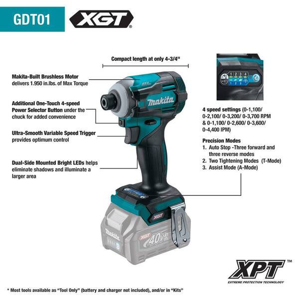 40V Max XGT Brushless Cordless 4-Piece Combo Kit (Hammer Driver-Drill/Impact Driver/Circ Saw/Flashlight) 2.5Ah/4.0Ah