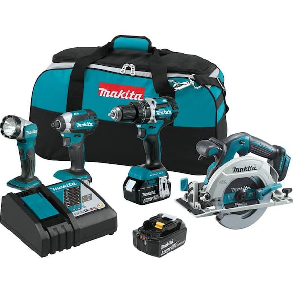 18V LXT Lithium-Ion Brushless Cordless Combo Kit Hammer Drill/ Impact Driver/ Circular Saw/ Flashlight