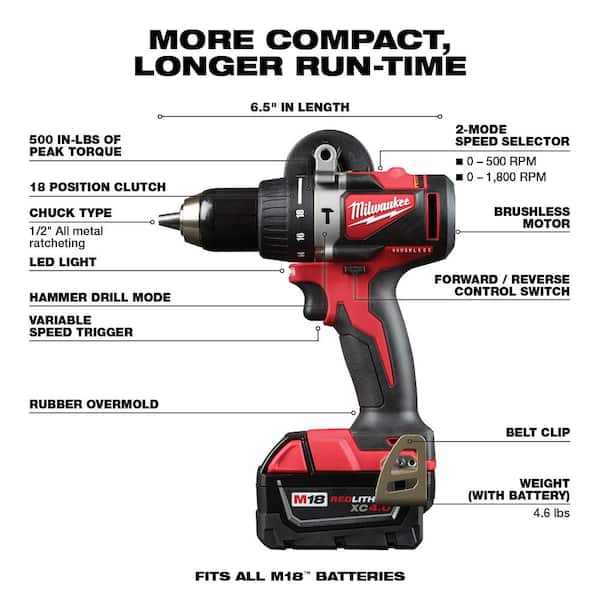M18 18V Lithium-Ion Brushless Cordless Hammer Drill and Circular Saw Combo Kit (2-Tool) with Two 4.0 Ah Batteries
