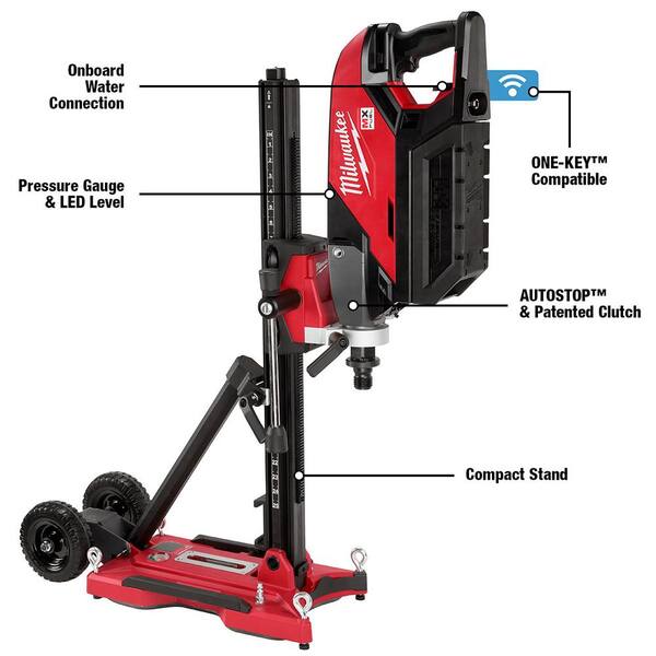 MX FUEL Lithium-Ion Cordless Handheld Core Drill Kit with Stand and M18 4 Gal. Switch Tank Backpack Water Supply Kit