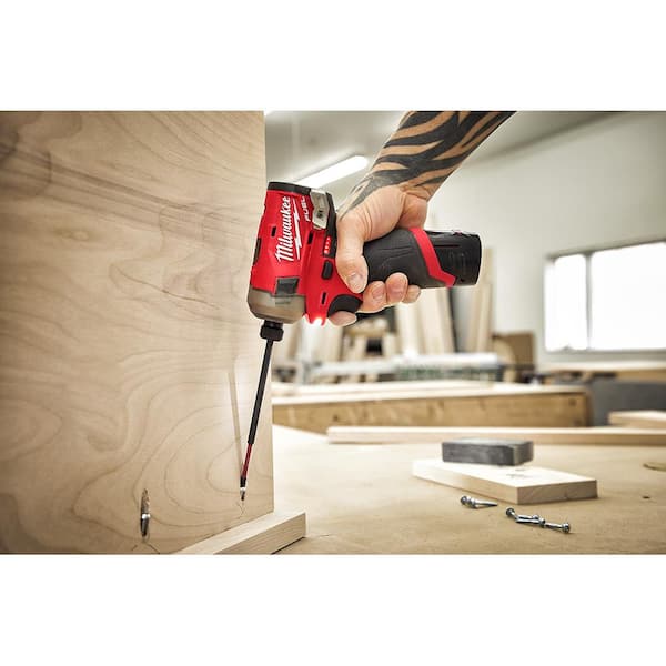 M12 FUEL SURGE 12V Lithium-Ion Brushless Cordless 1/4 in. Hex Impact Driver Compact Kit w/Two 2.0Ah Batteries, Bag
